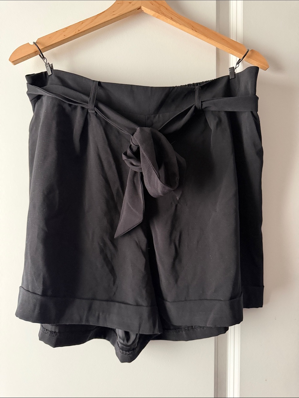 Cato Black High-Waist Tie-Belt Shorts